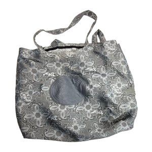 Sharif Gray Fabric Totes Set of 2 Grey Logo Pattern Reusable Bags Dh351